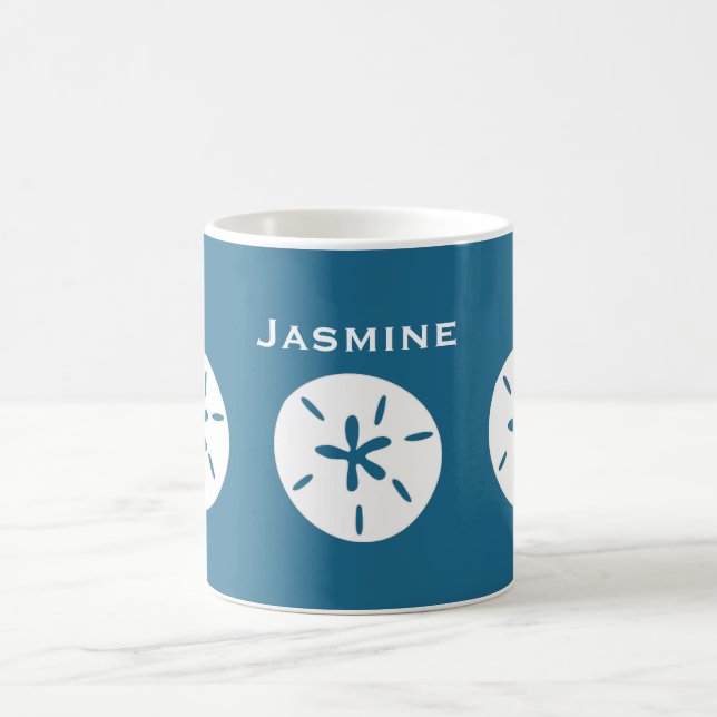 Sanddollar-Ozeanblaufarbe personifizieren Kaffeetasse (Mittel)
