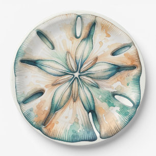 Sanddollar Ozeanspritzer Meer Aquarell Hochzeit Pappteller