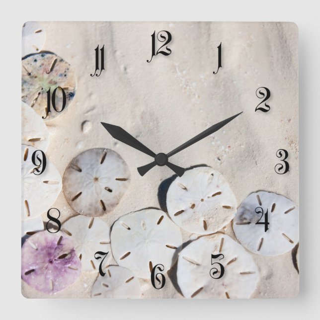 Sanddollar Quadratische Wanduhr (Vorderseite)