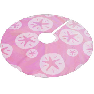 Sanddollar Weiß und rosa Polyester Weihnachtsbaumdecke