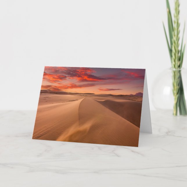Sanddünen in der Wüste am Sonnenuntergang Karte (Vorderseite)