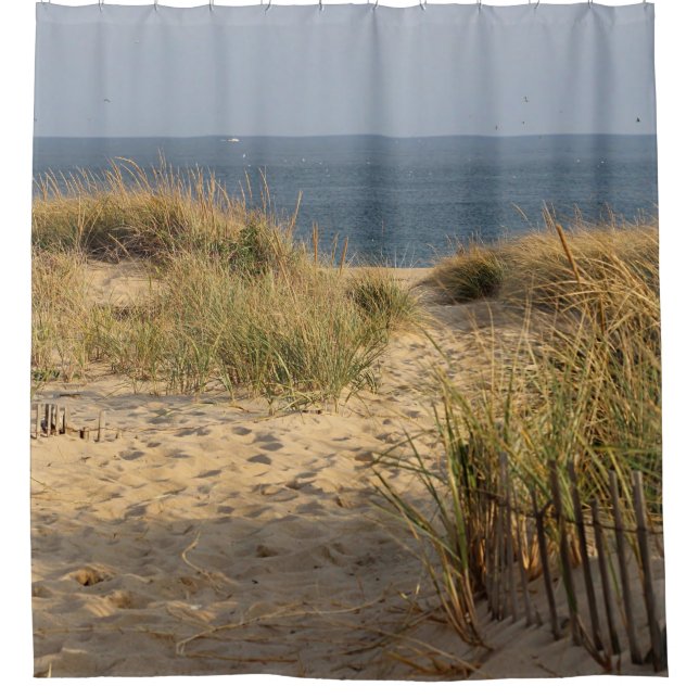 Sanddünen und Meerblick Duschvorhang (Vorderseite)