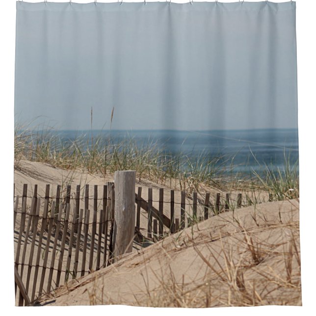 Sanddünen und Strandzaun Duschvorhang (Vorderseite)