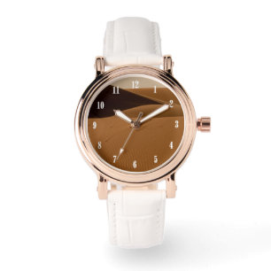 Sanddünen Wüste Landschaft Weiße Zahlen Armbanduhr