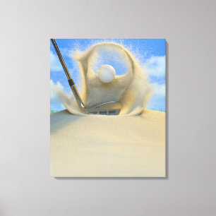 Sandeisen, das einen Golfball aus einem Sand 2 Leinwanddruck