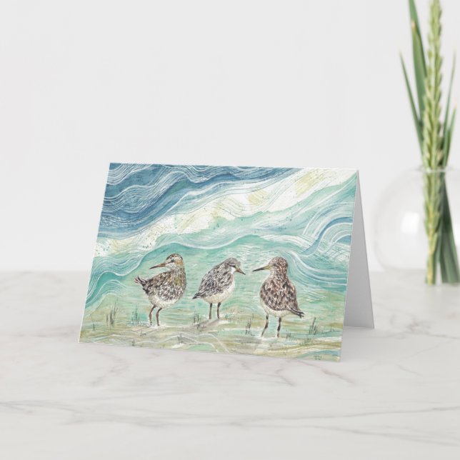 Sanderlings am Strand - leere Grußkarte Karte (Vorderseite)