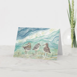 Sanderlings sur la plage - carte de voeux vierge