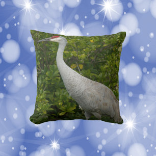 Sandhill Crane Bird vor dem Grünen Foto Kissen