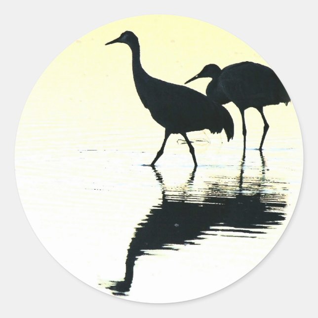 Sandhill Crane Birds Wildtiere Runder Aufkleber (Vorderseite)