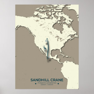 Sandhill Crane Migration Map - Minimalistisch Vint Poster