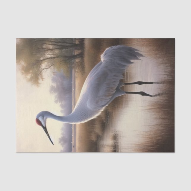Sandhill Crane Oil Painting Decoupage Seidenpapier (Vorderseite)