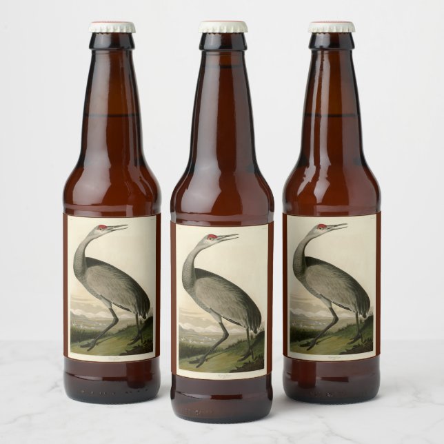 Sandhill Crane von Audubons Vögeln von Amerika Bierflaschenetikett (Flaschen)