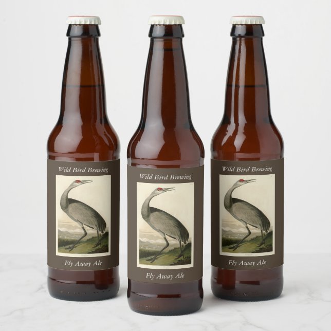 Sandhill Crane von Audubons Vögeln von Amerika Bierflaschenetikett (Flaschen)