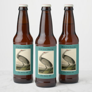 Sandhill Crane von Audubons Vögeln von Amerika Bierflaschenetikett
