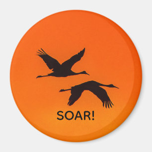 Sandhill Cranes fliegen in Sunset Magnet