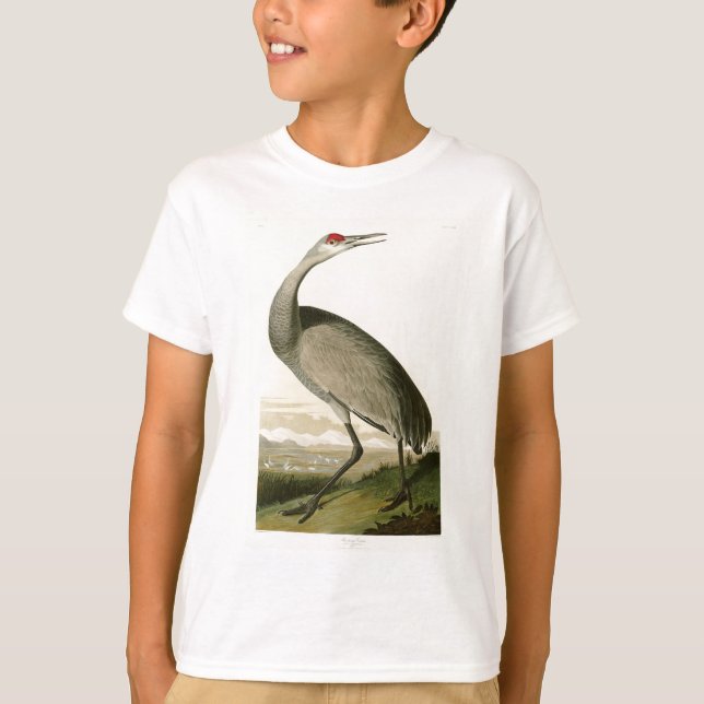 Sandhill Kran-John James Audubon-Vögel von Amerika T-Shirt (Vorderseite)