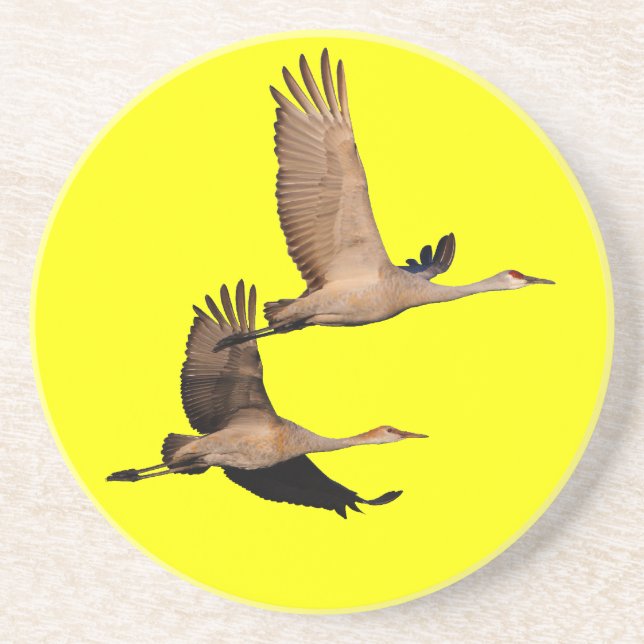 sandhill streckt sich im Flug Sandstein Untersetzer (Vorne)