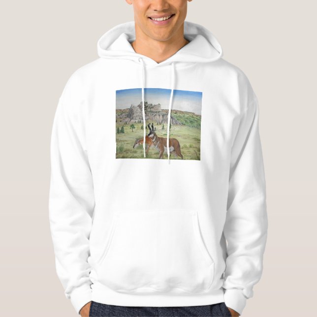 Sandhills Pronghorn Antilopen-Tier-Kunst Hoodie (Vorderseite)