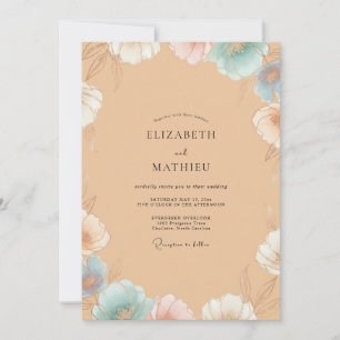 Sandige azurblaue gemalte Hochzeit Einladung
