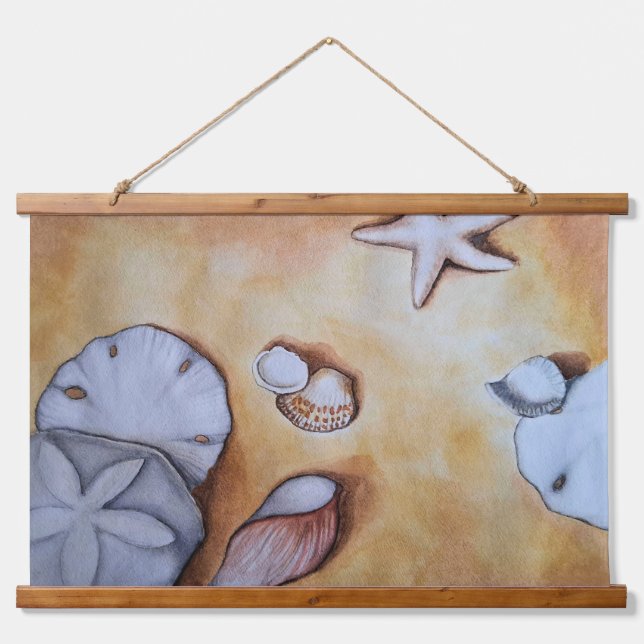 Sandige Muscheln  Wandteppich Mit Holzrahmen (Vorne)