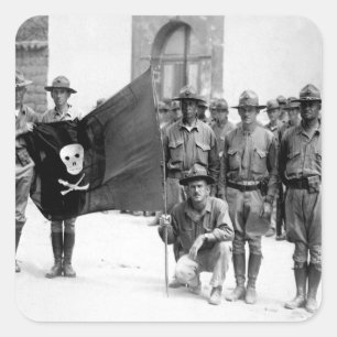Sandinos Flagge.  Nicaragua, 1932.  Quadratischer Aufkleber