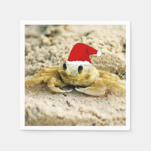 Sandkrebs in der Weihnachtsmannmütze Weihnachten Serviette