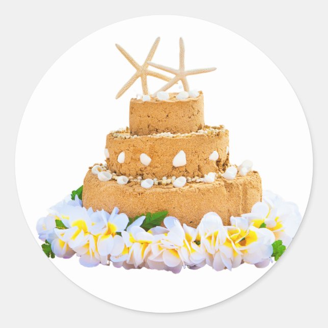 Sandkuchen mit Blume Runder Aufkleber (Vorderseite)