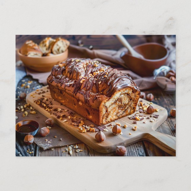 Sandkuchen mit Kakao und Haselnusscreme Feiertagspostkarte (Vorderseite)