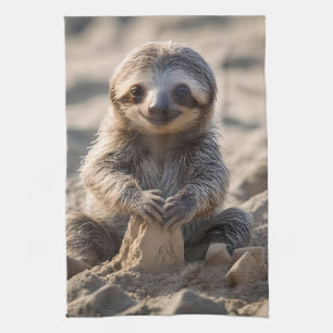 Sandküsten : Baby Sloth Gebäude Sand Castles, Geschirrtuch