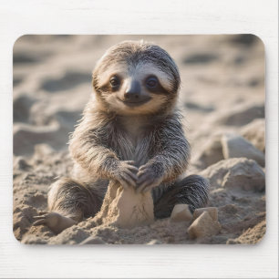 Sandküsten : Baby Sloth Gebäude Sand Castles, Mousepad