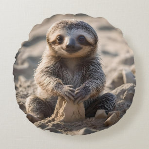 Sandküsten: Baby Sloth Gebäude Sand Castles, Rundes Kissen