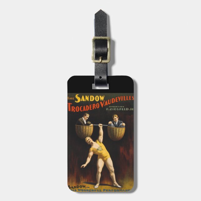 Sandow Eugen Sandow Vaudeville Weightlifter Gepäckanhänger (Vorderseite vertikal)