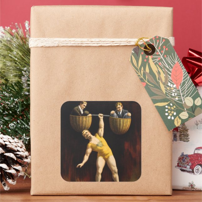 Sandow Eugen Sandow Vaudeville Weightlifter Quadratischer Aufkleber (Feiertag)