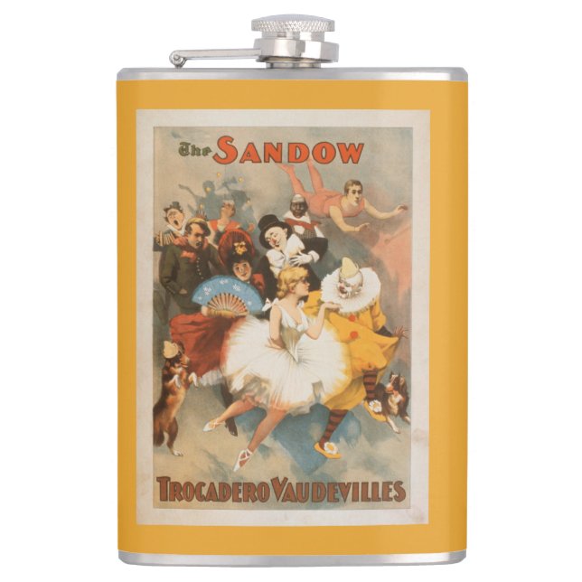 Sandow Trocadero Varieté-Karnevals-Thema Flachmann (Vorderseite)