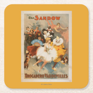Sandow Trocadero Vaudevilles Karneval Thema Rechteckiger Pappuntersetzer
