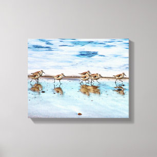 Sandpferde entlang des Strandes Leinwanddruck