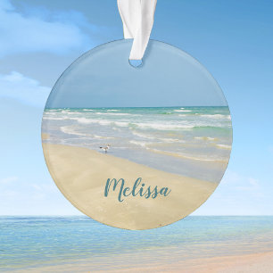Sandpiper am Meer   Beautiful Beach Custom Ornament