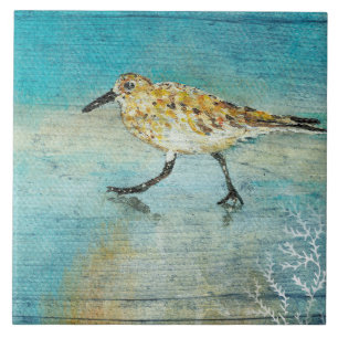 Sandpiper Beach Shorebird Weatherwork Fliese