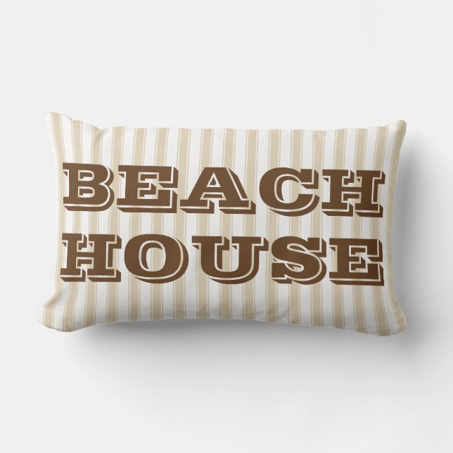 Sandpiper Birds & Stripes Beach House Neutral Lendenkissen (Vorderseite)