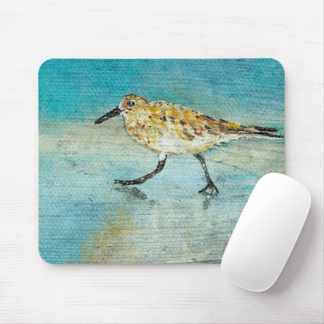 Sandpiper Coastal Bird Wading Ocean Beach Mousepad (Mit Mouse)