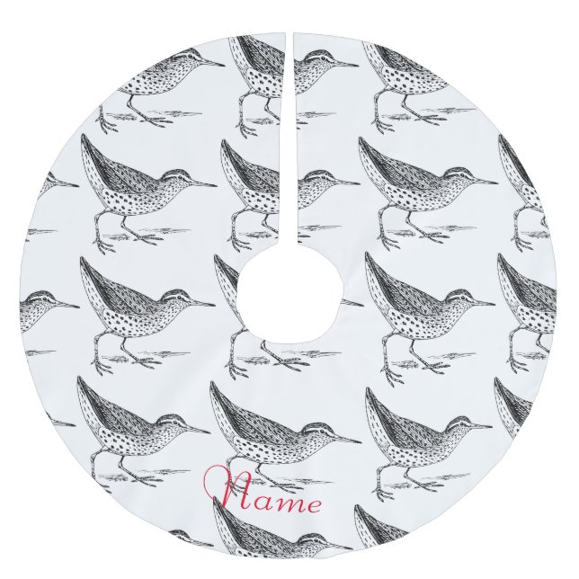 Sandpiper Shorebird Thunder_Cove Polyester Weihnachtsbaumdecke (Vorderseite)