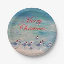 Sandpipers coastal shore birds Christmas party Pappteller