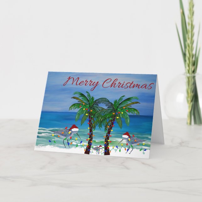Sandpipers Weihnachts-Feiertag Grußkarten. Dankeskarte (Vorderseite)