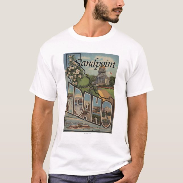 Sandpoint, Idaho - große Buchstabe-Szenen T-Shirt (Vorderseite)
