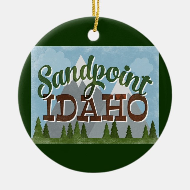 Sandpoint Idaho Ornament Fun Retro Snowy Mountains (Vorne)