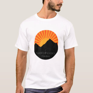 Sandpoint Idaho Retro Sonnenuntergang Berge Souven T-Shirt