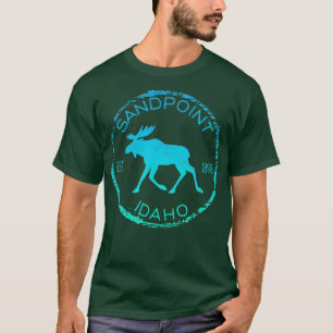 Sandpoint Idaho Weathered Moose Lover Design Souve T-Shirt