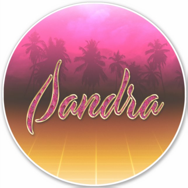 Sandra Prénom Golden Pink Autocollants (Devant)