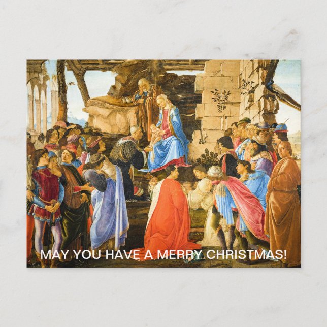 Sandro Botticelli, Bewunderung der Magi Feiertagspostkarte (Vorderseite)