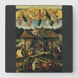 Sandro Botticelli - Die mystische Geburt – Fine Ar Quadratische Wanduhr